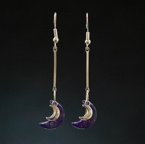 Double Moon Drop Earrings