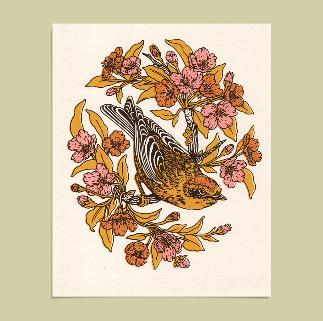 Bird & Blossom Giclee Art Print by Mustard Beetle