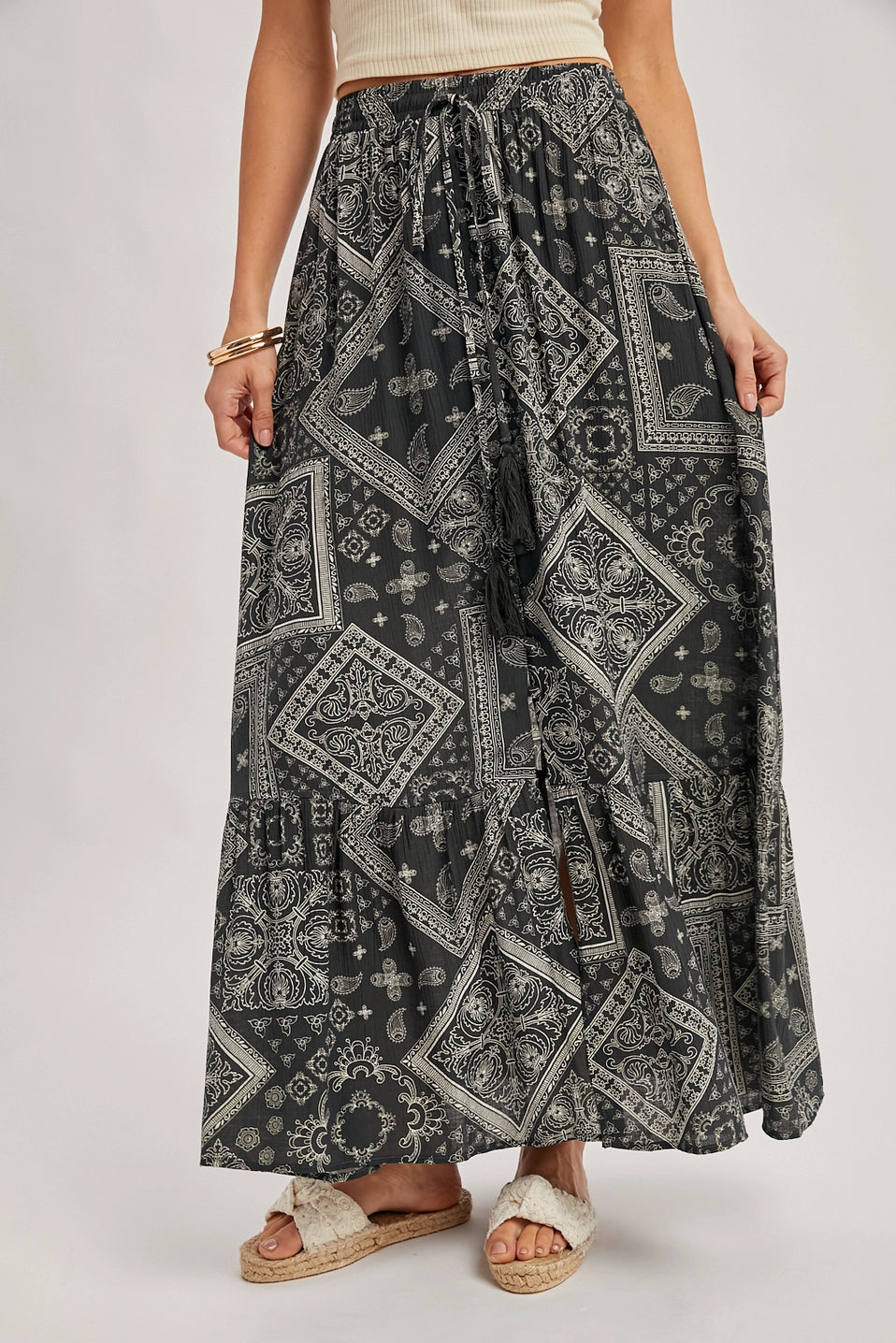 Boho Print Black and White Maxi