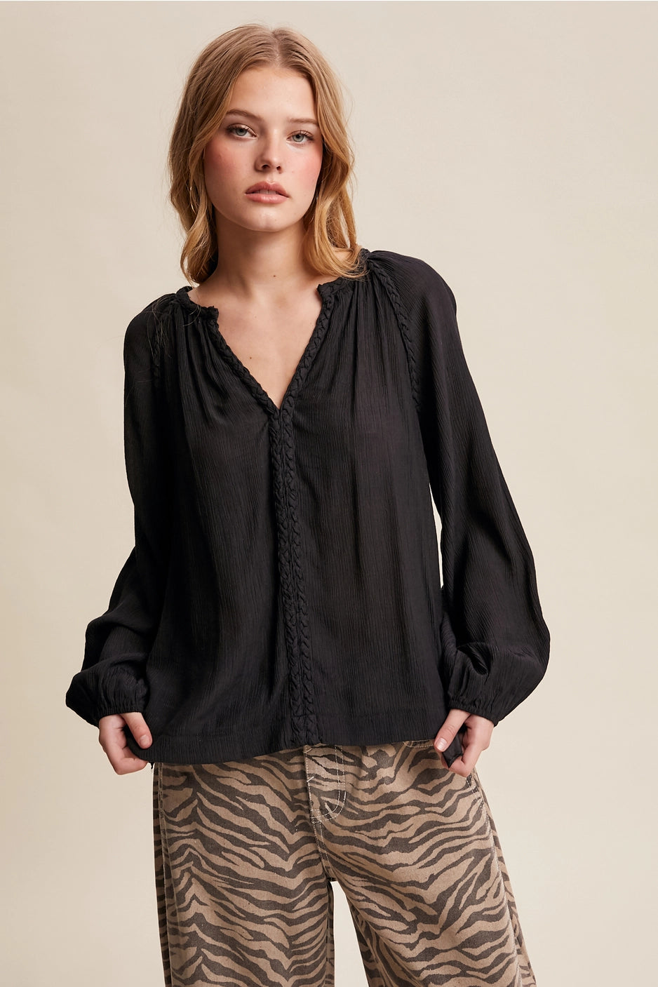 Peasant Blouse Black