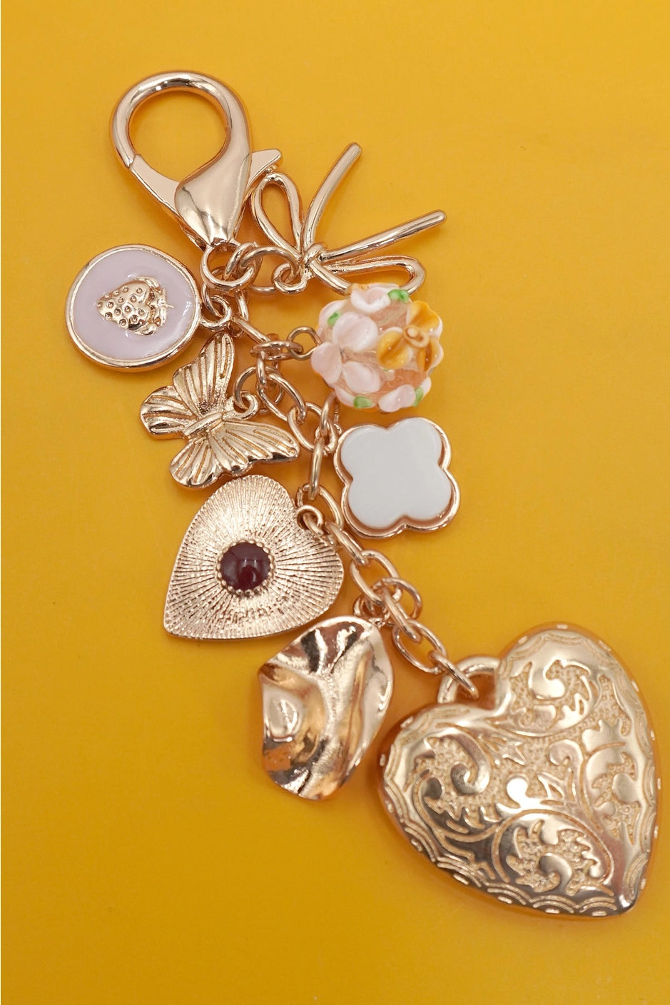 Ornate Heart Butterfly Bag Charm