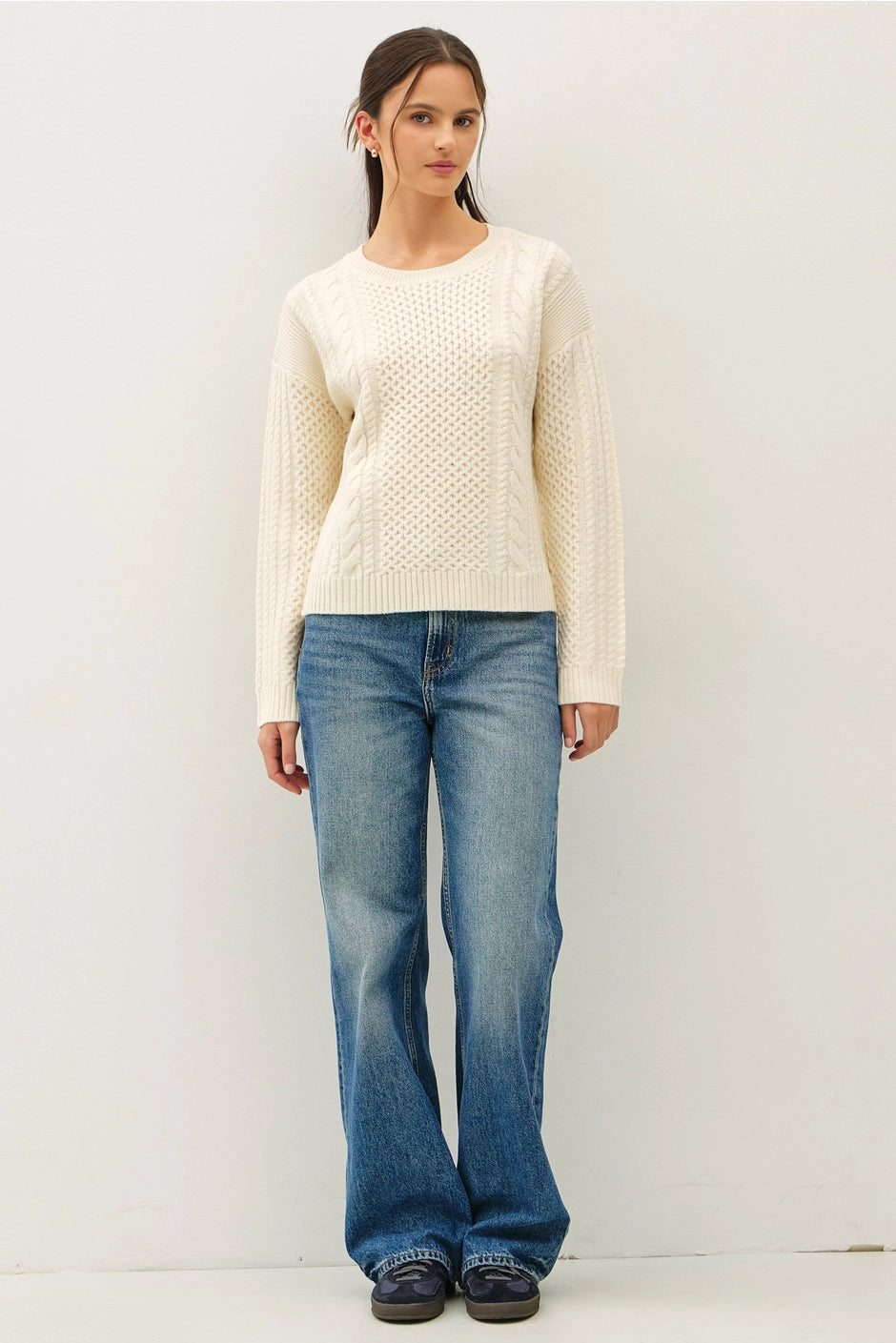 Classic Cable Knit Sweater Cream