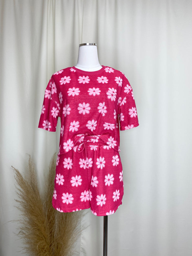 Pink Floral Terry Set
