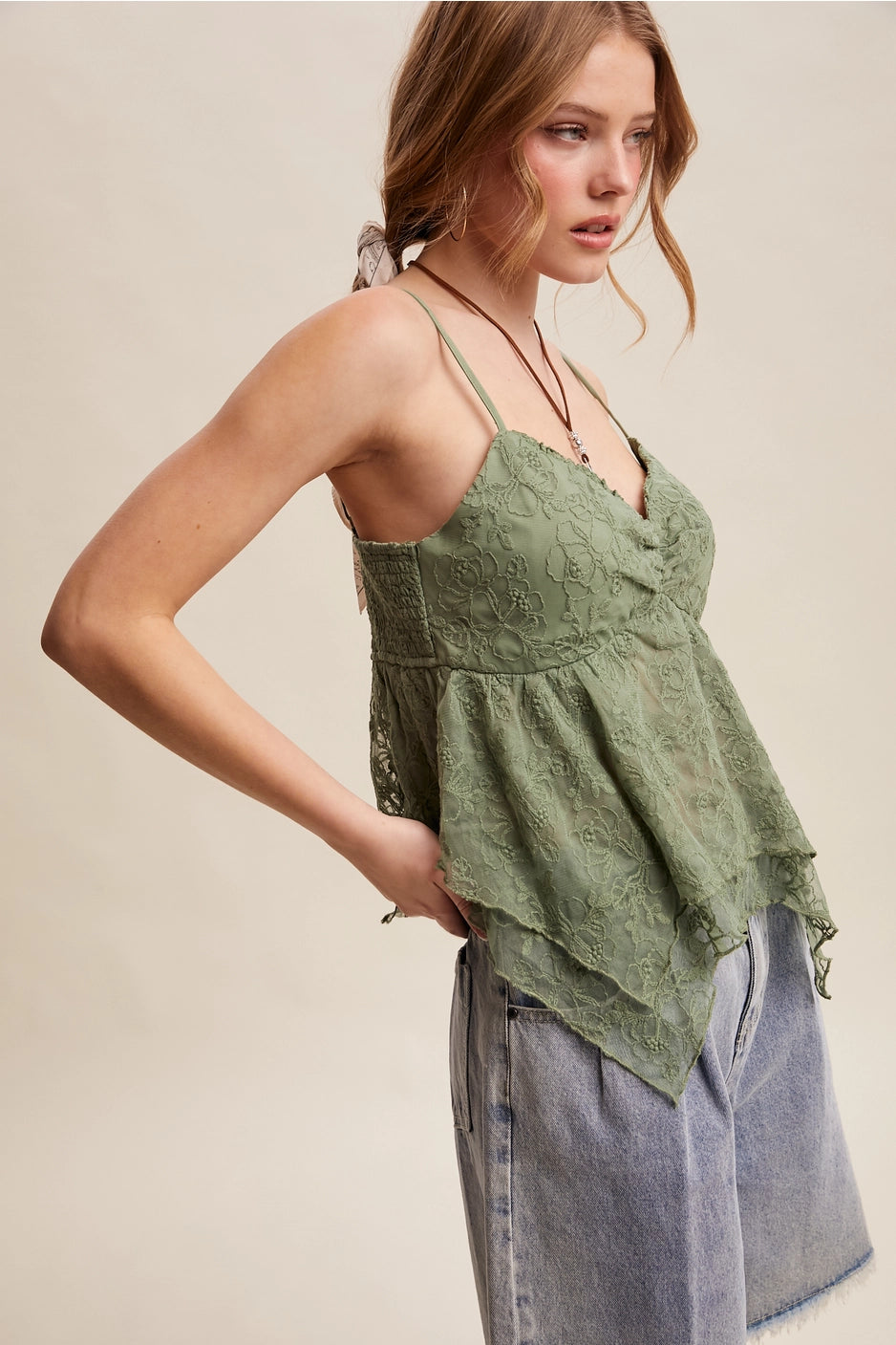 Lace Handkerchief Hem Tank
