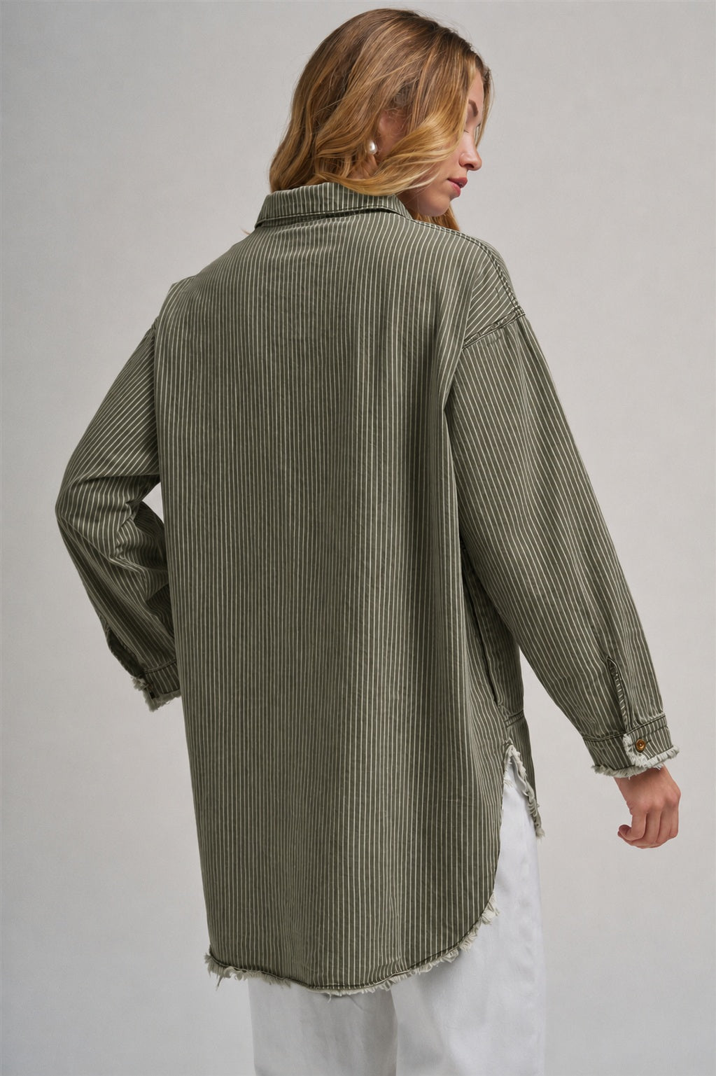 Linen Blend Oversized Button Front Top