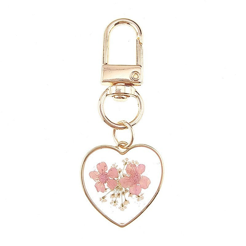 Dried Flower Heart Bag Charm