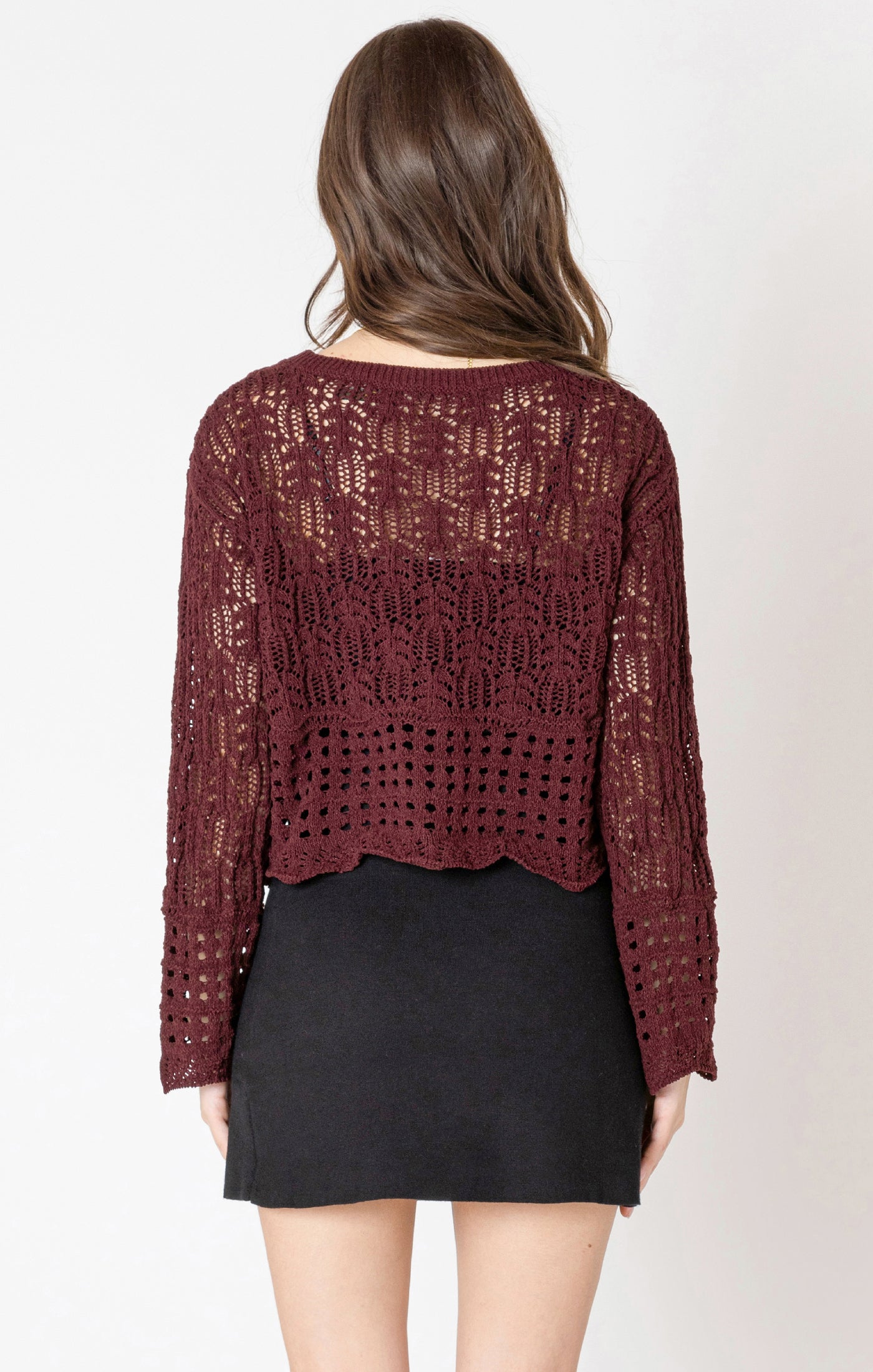 Scalloped Hem Loose Knit Sweater
