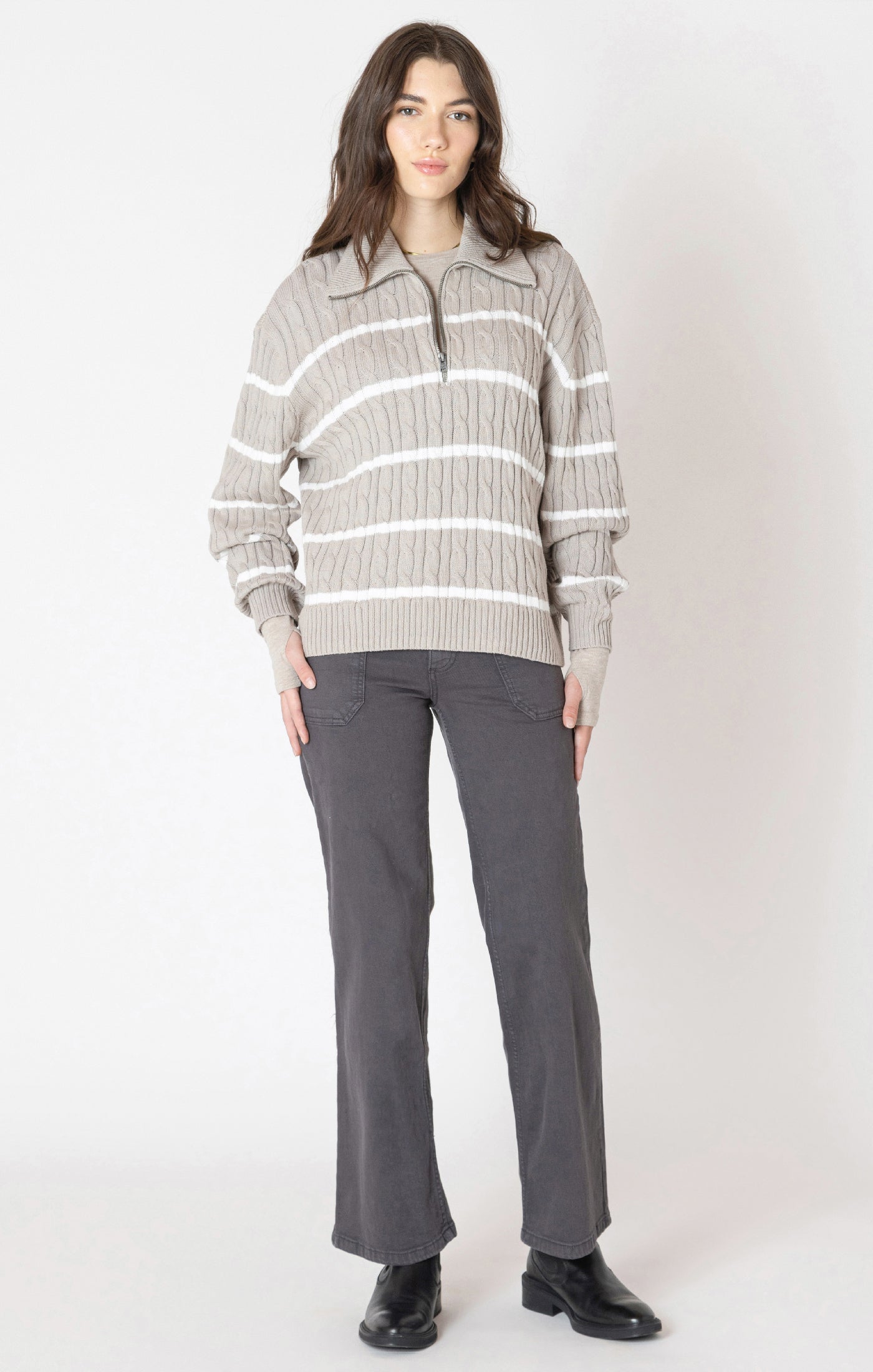 Striped Quarter Zip Sweater