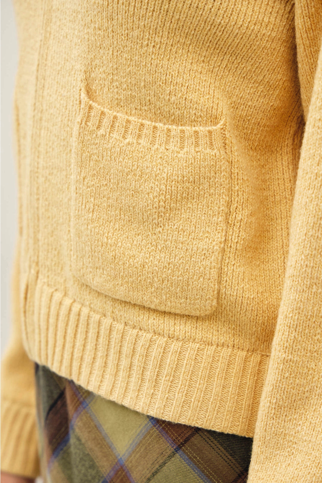 Zip Up Pocket Cardigan Yellow