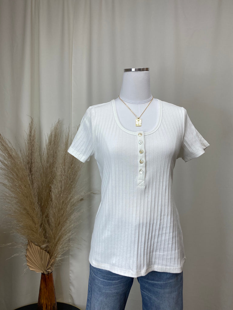 Ribbed Scoop Neck Tee