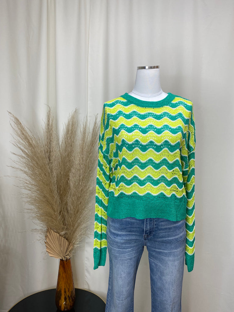 Hello Spring Wavy Knit Sweater
