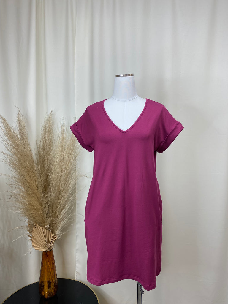 Tee Shirt Dress in Magenta