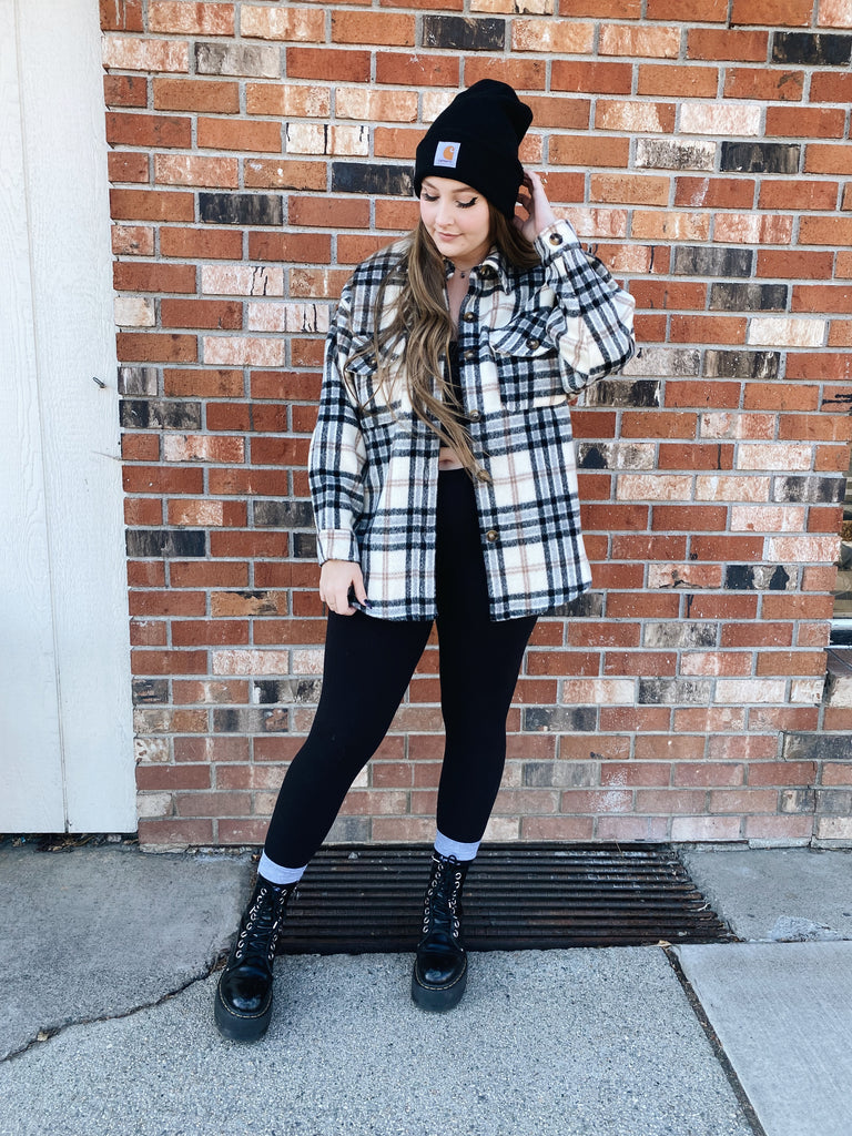 Warm and Cozy Neutral Plaid Shacket