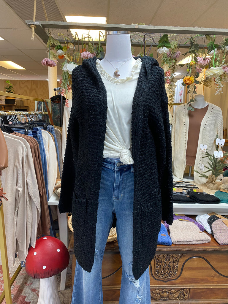 The Black Hooded Cardi