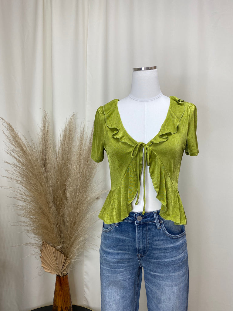 Chartreuse Tie Blouse