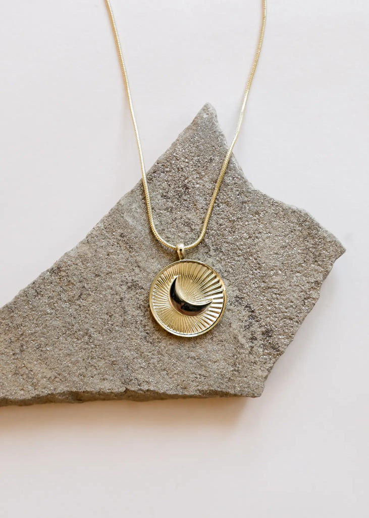 Crescent Moon Coin Necklace 18kt Plated