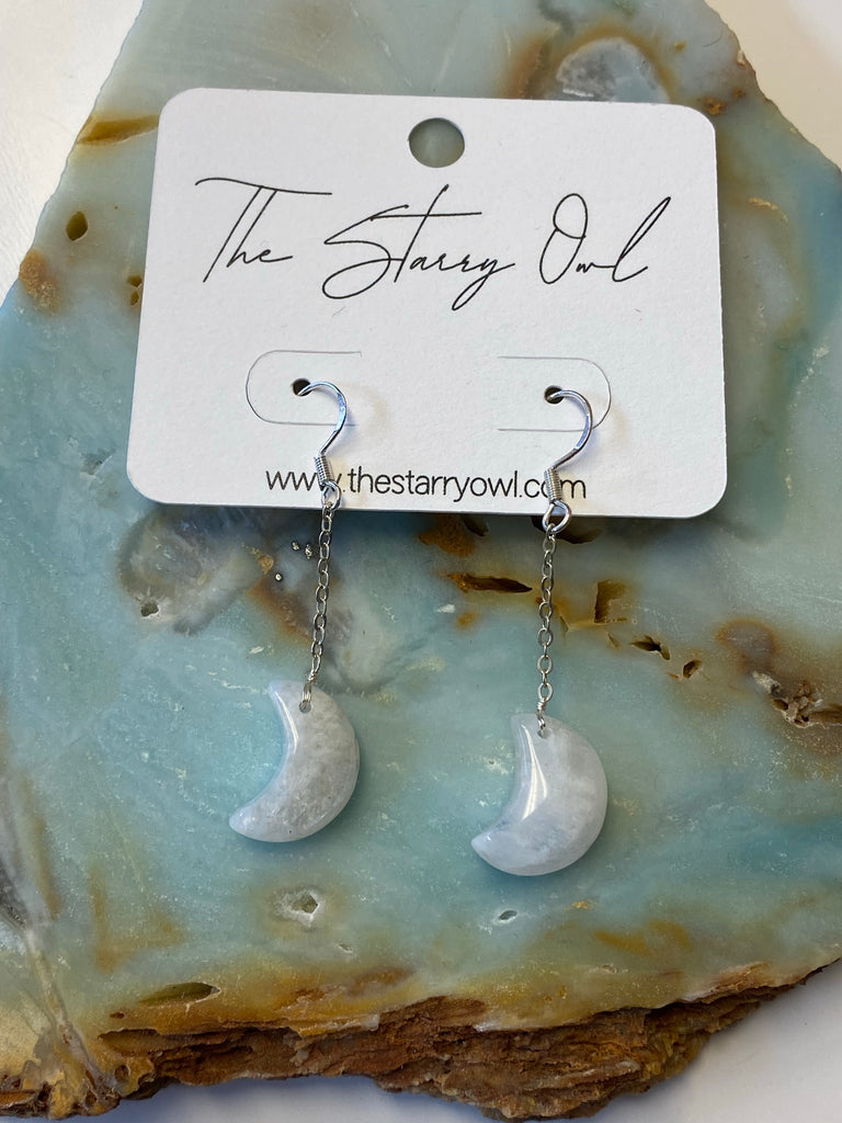 Moonstone Moon Earrings