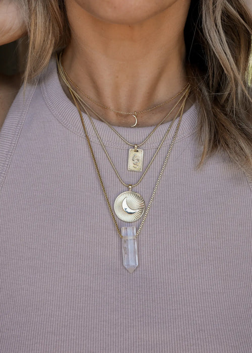 Clear Quartz Point - 18kt Plated