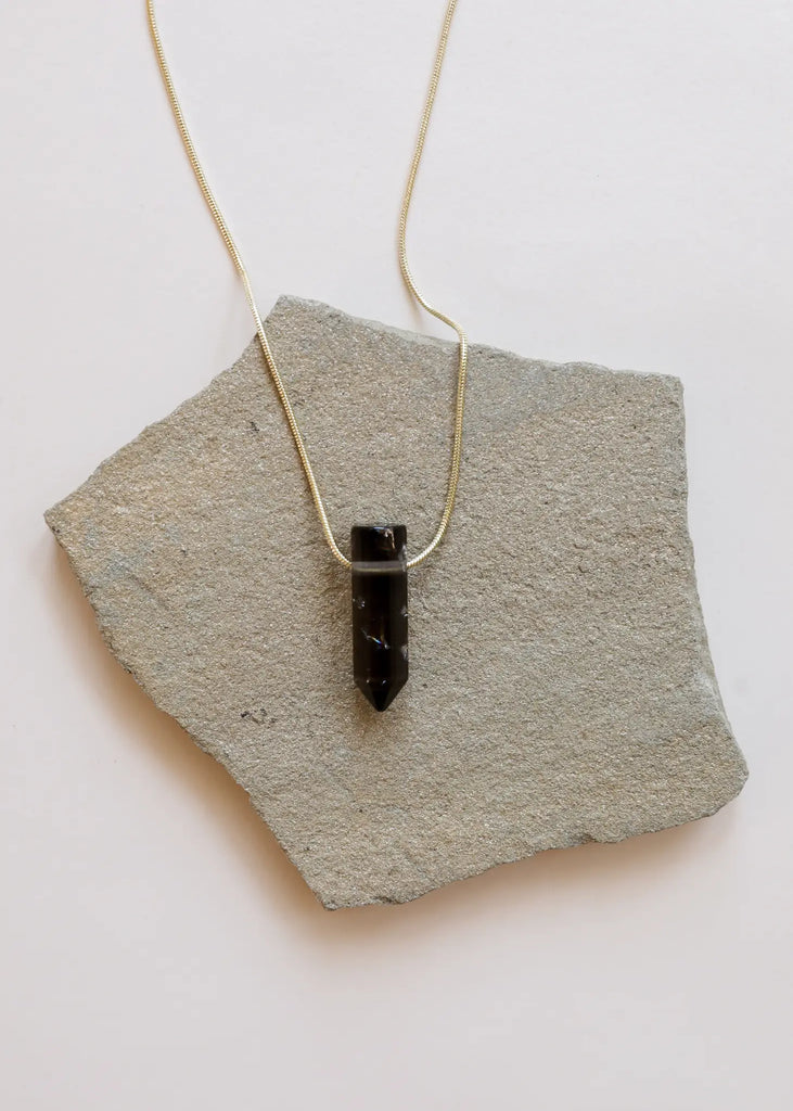 Smoky Quartz Point - 18kt Plated