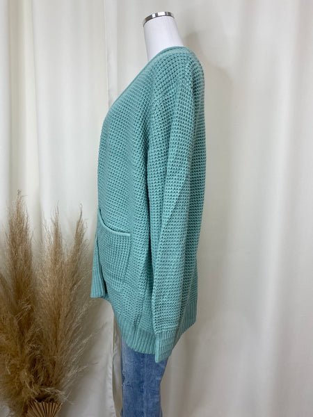 Tiffany Blue Knit Cardi with Pockets