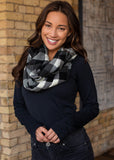 No End In Sight Plaid Infinity Scarf - Black, Gray & White