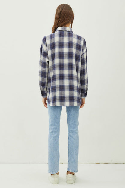 Plaid Flannel Long Sleeve Blue