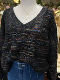 Fun Multi Color Crop V-Neck Sweater