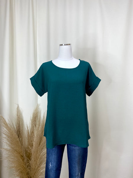 Hunter Green Scoop Neck Top