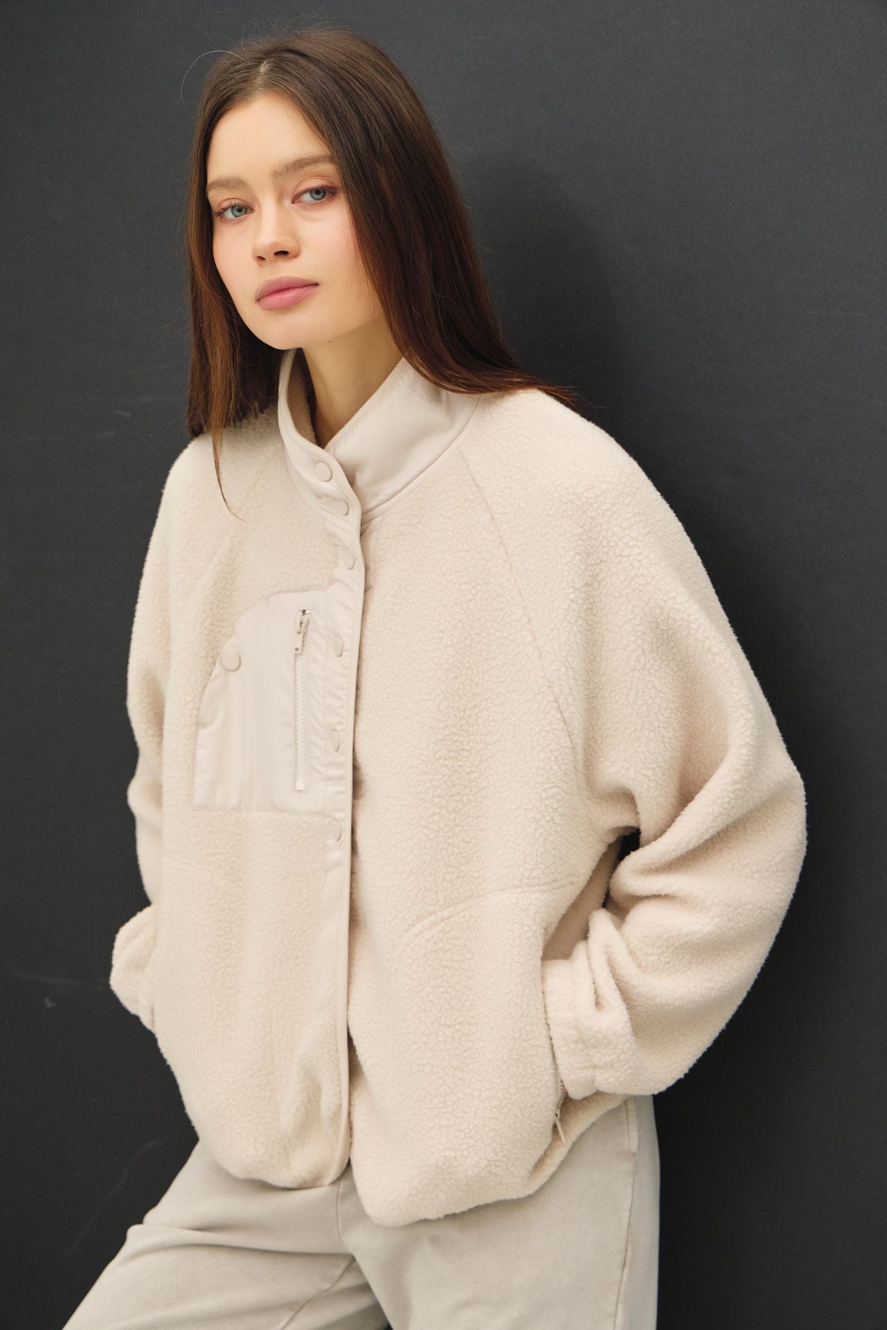 Thermal Fleece Jacket in Cream
