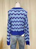 Blue Wavy Knit Sweater
