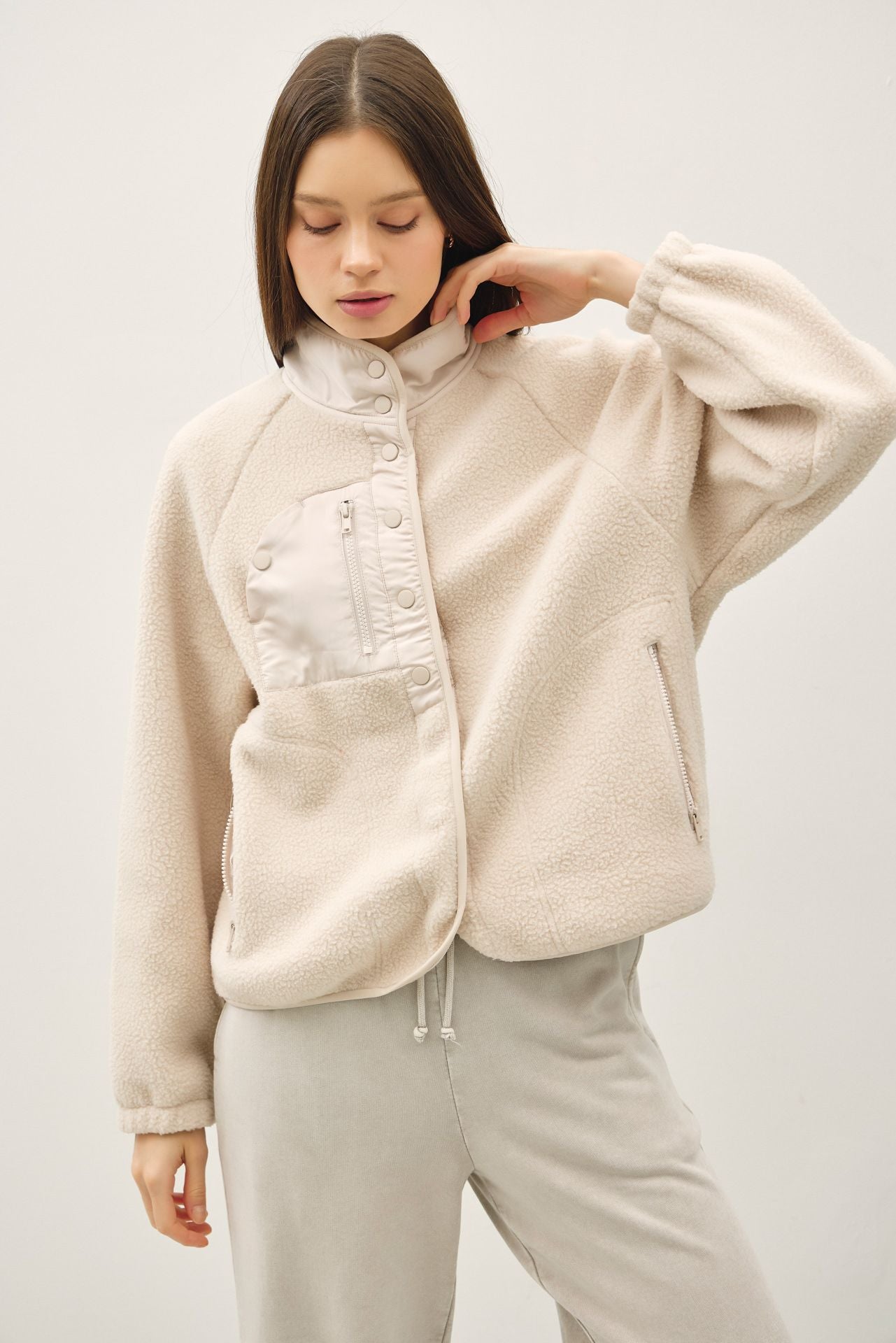 Thermal Fleece Jacket in Cream