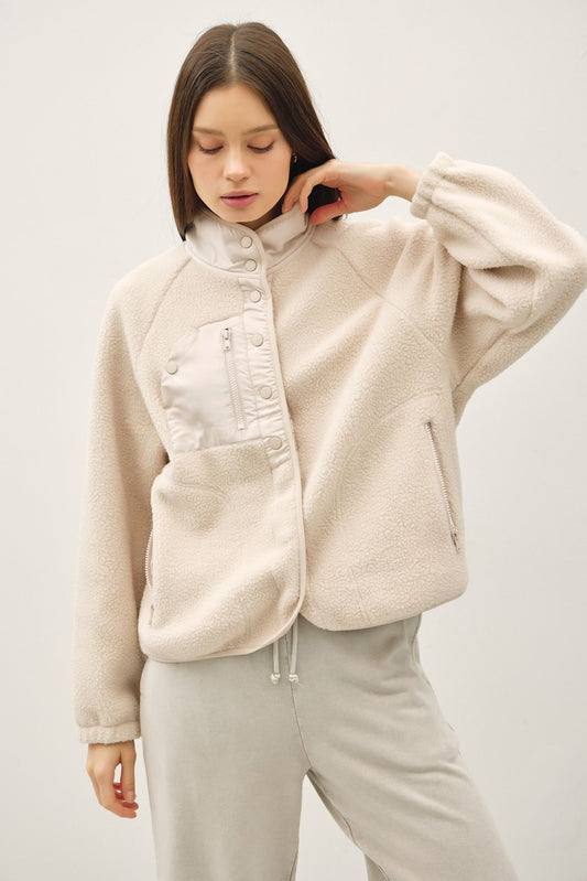 Thermal Fleece Jacket in Cream