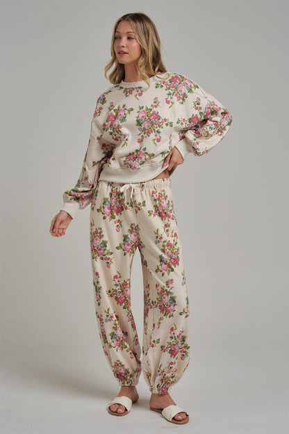 Oversized Floral Fleece Sweatshirt