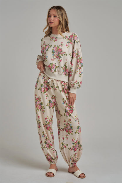Oversized Floral Fleece Sweatshirt