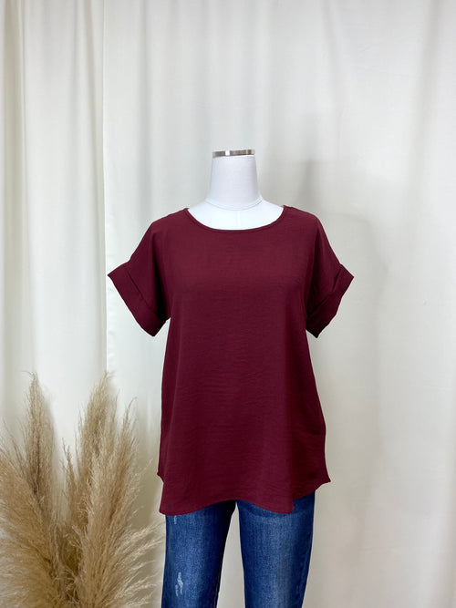 Burgundy Scoop Neck Top