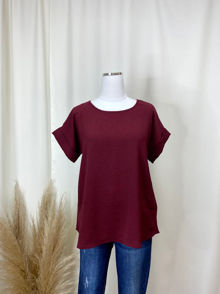 Burgundy Scoop Neck Top