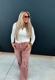 Blakeley Distressed Jeans- Mauve Pre-order