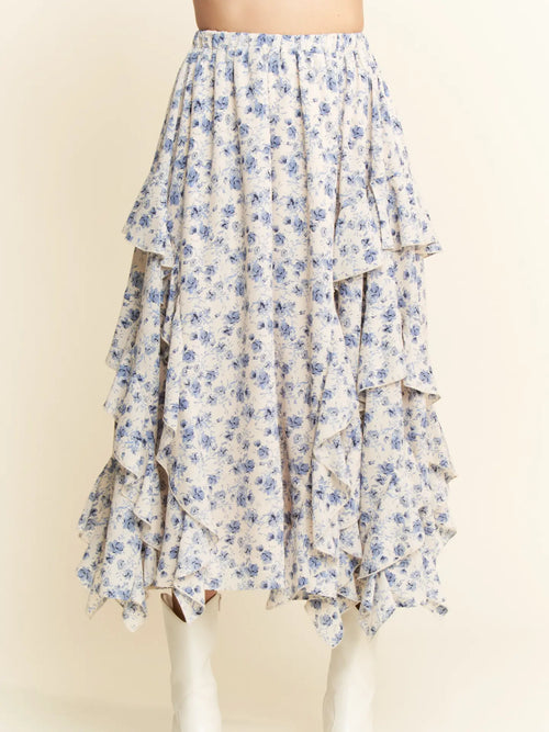 Fluttery Floral Midi Skirt