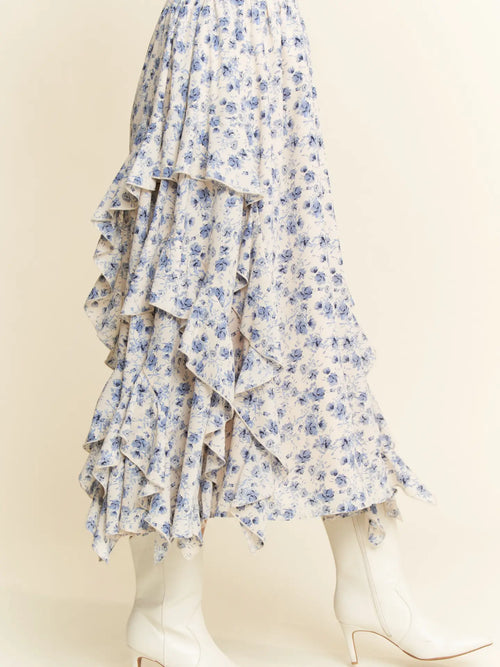 Fluttery Floral Midi Skirt