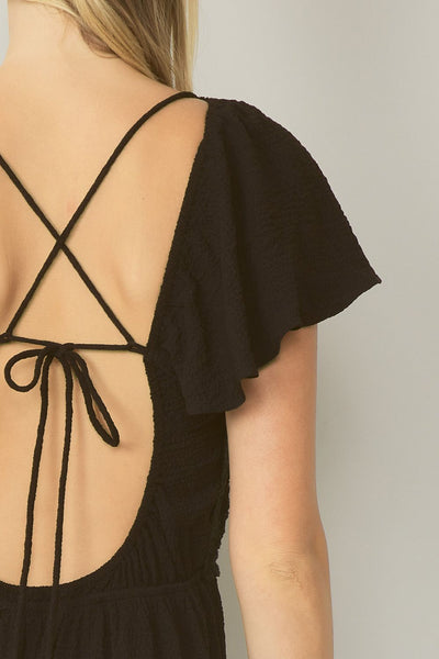 Boho Days Crochet Detail Black Dress