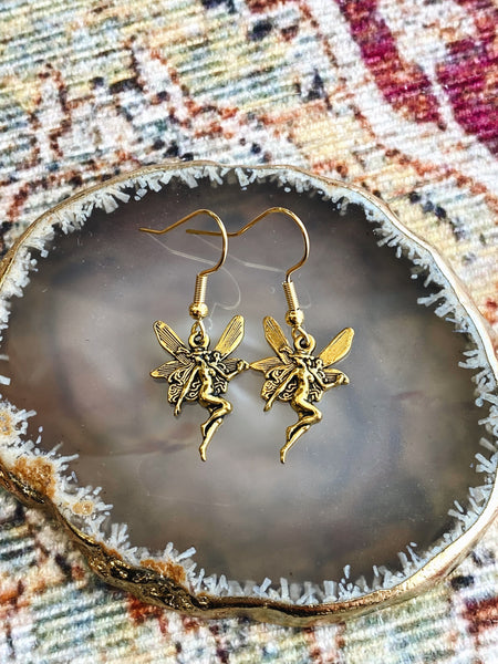 Faux Pearl + Gold Drop Earrings