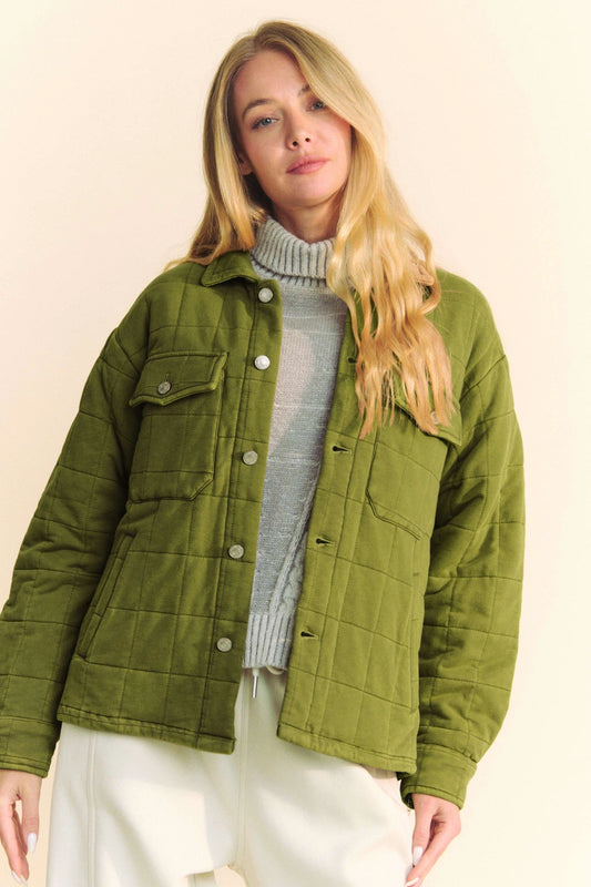 Soft Quilted Jacket in Moss Green