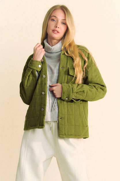 Soft Quilted Jacket in Moss Green