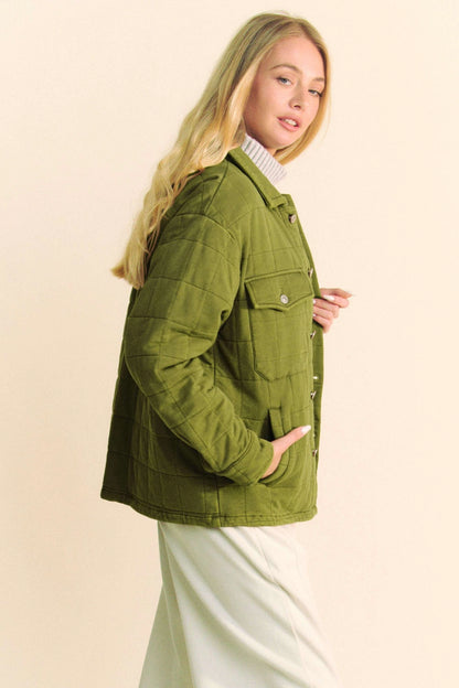 Soft Quilted Jacket in Moss Green