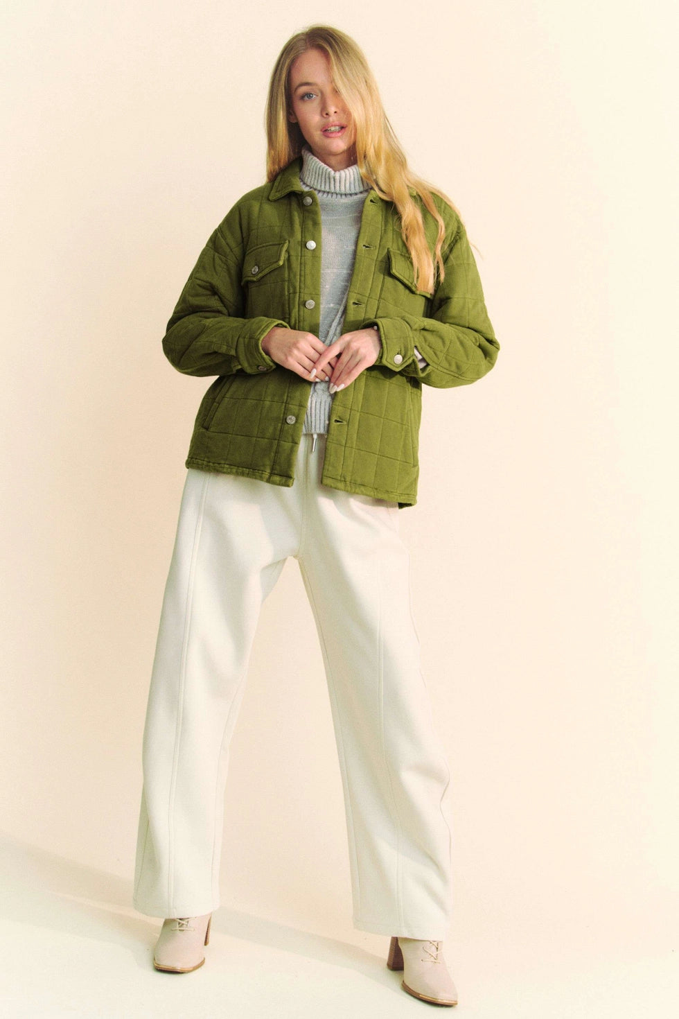 Soft Quilted Jacket in Moss Green