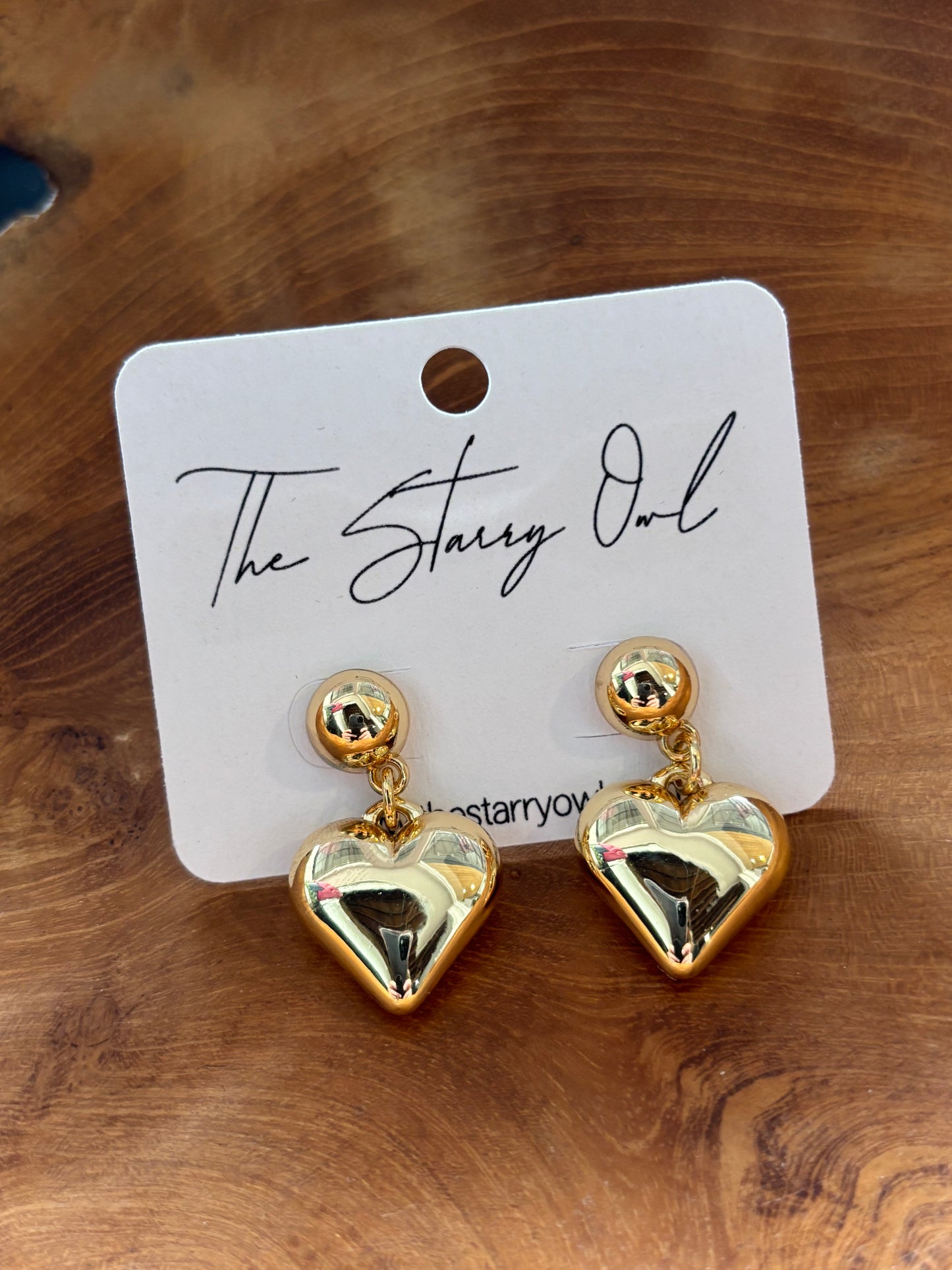 Heart Drop Earrings - Silver or Gold