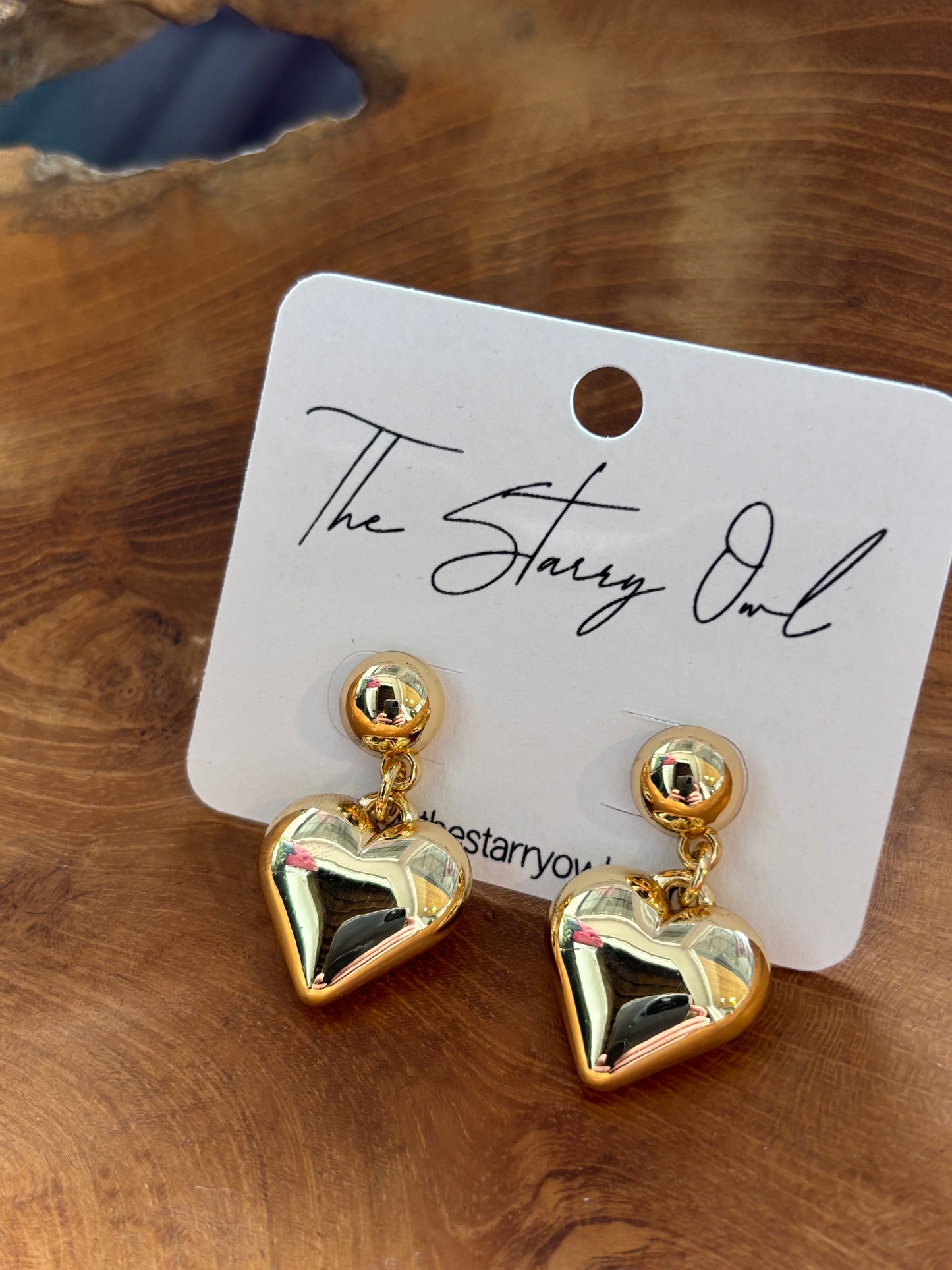 Heart Drop Earrings - Silver or Gold