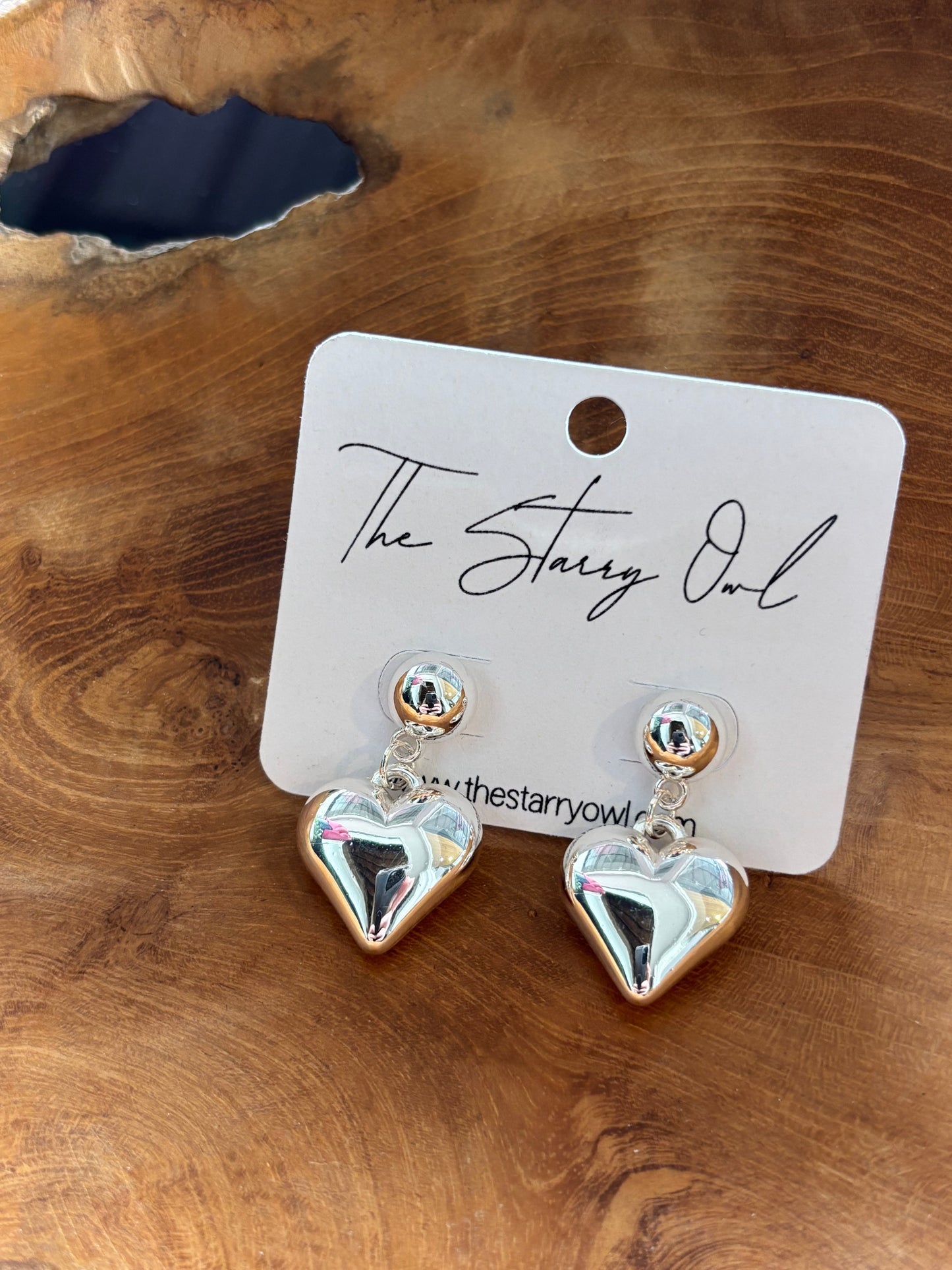 Heart Drop Earrings - Silver or Gold