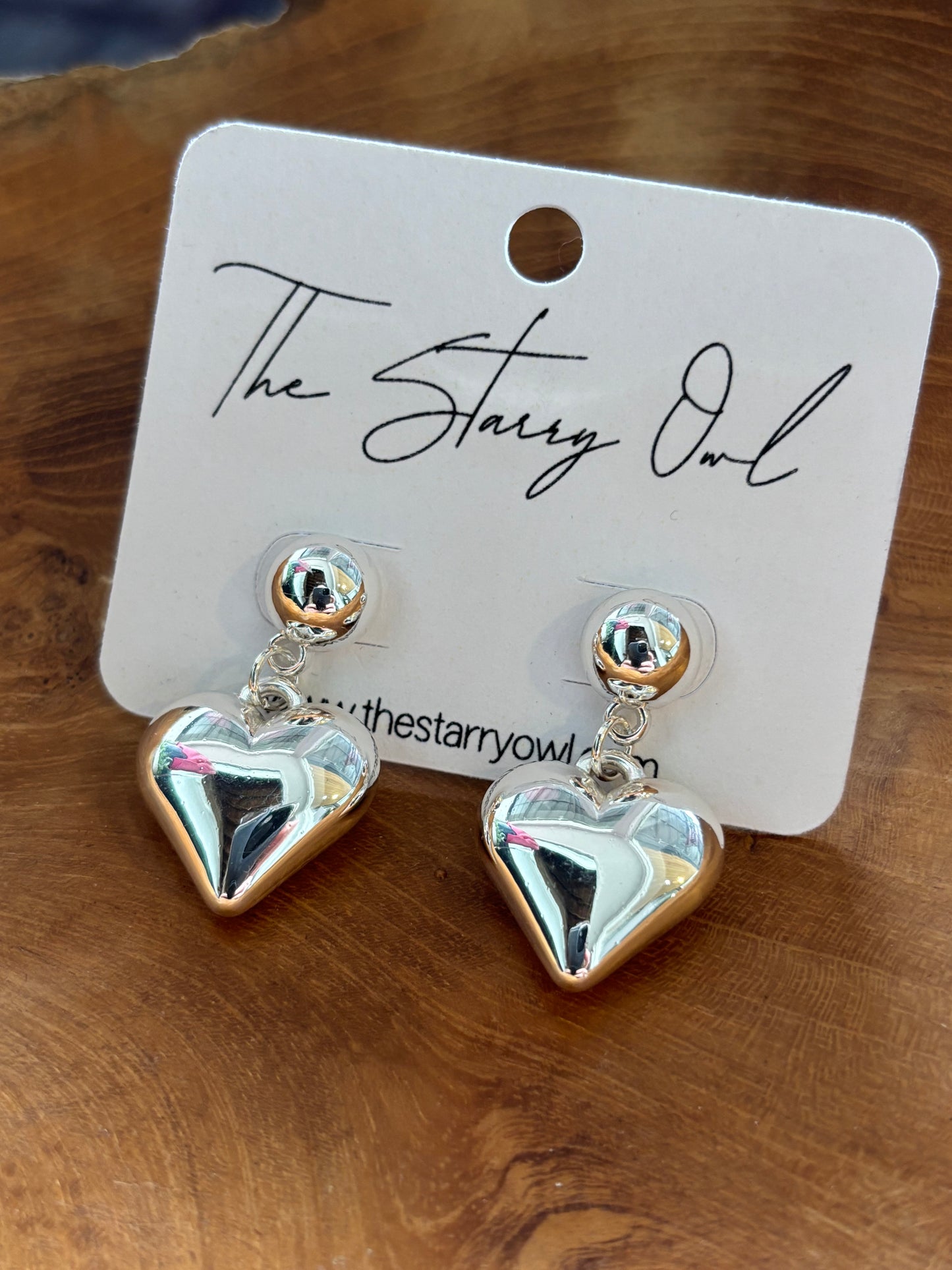 Heart Drop Earrings - Silver or Gold