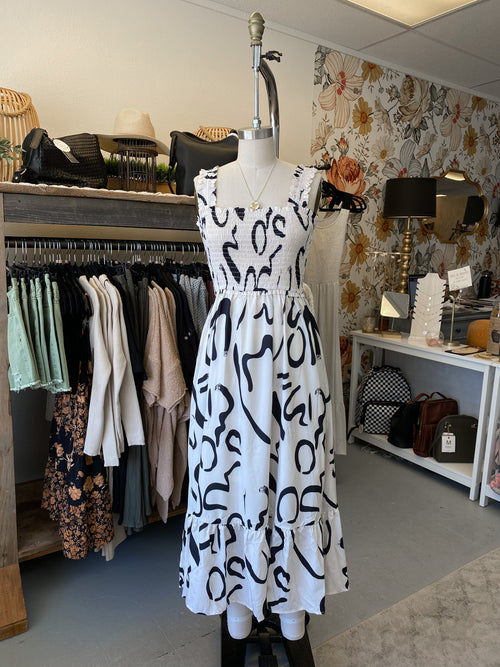 Cream Abstract Dress